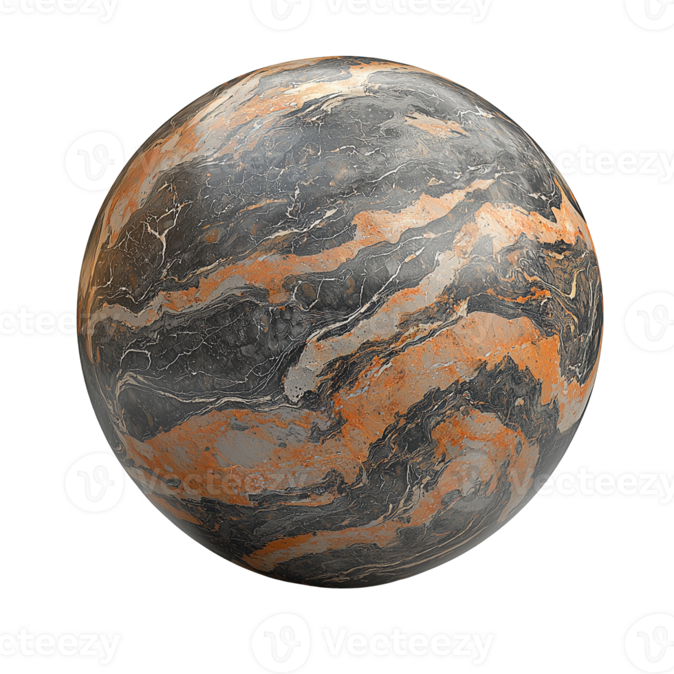 Abstract Orange Black Marble Sphere Texture Background 3d art rock png