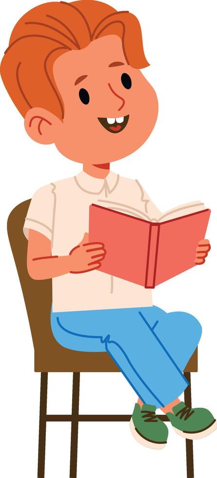 Child Reading Book Chair vector