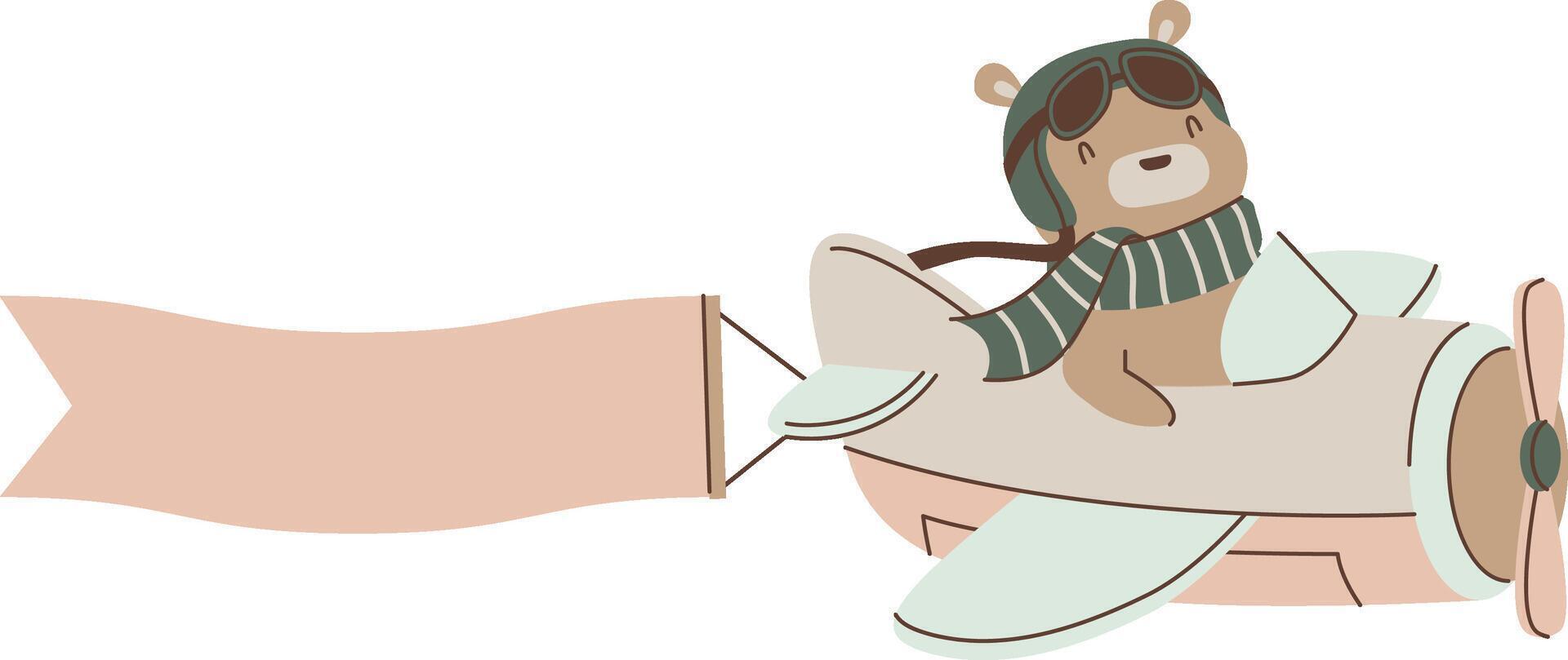 Flying Bear in Airplane with Banner vector