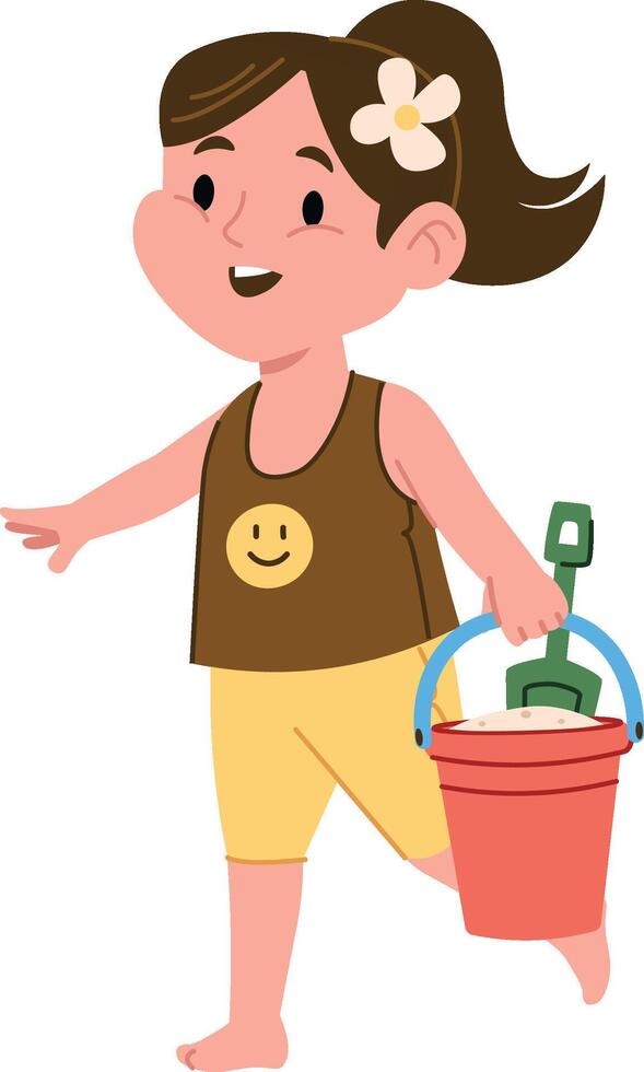 Girl with Beach Bucket vector