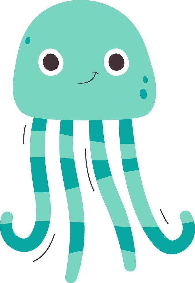 Smiling Jellyfish with Tentacles vector