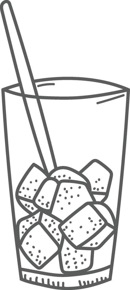 Glass with Ice Cubes and Straw vector