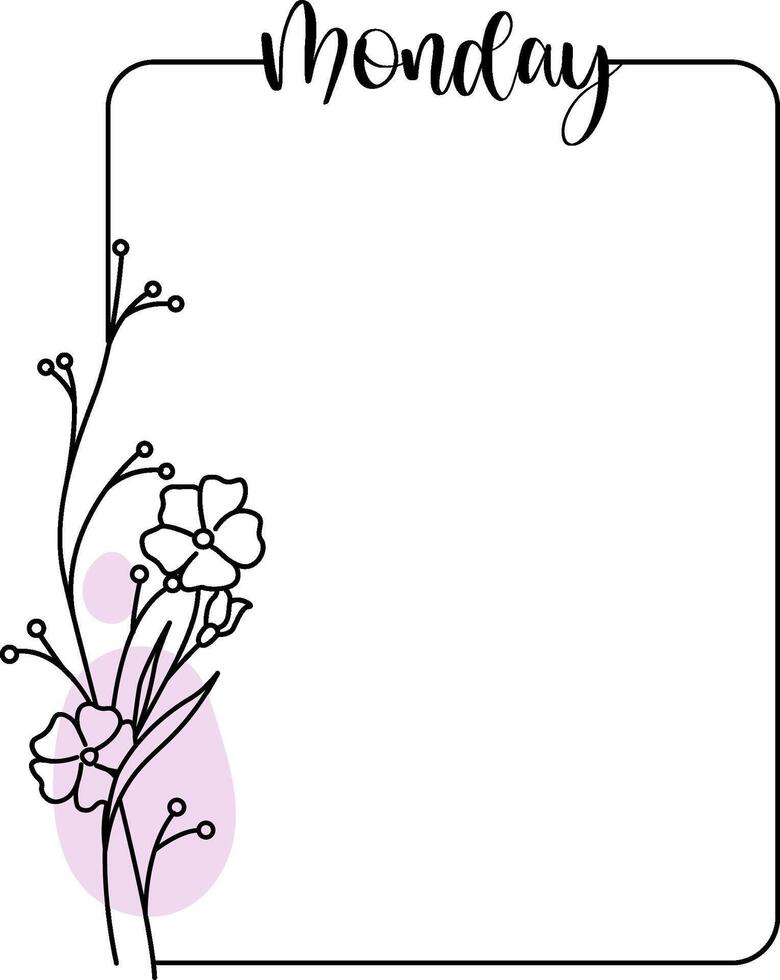 Floral Monday Planner Frame vector