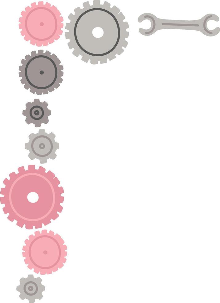Gears and Wrench Corner Border Frame vector