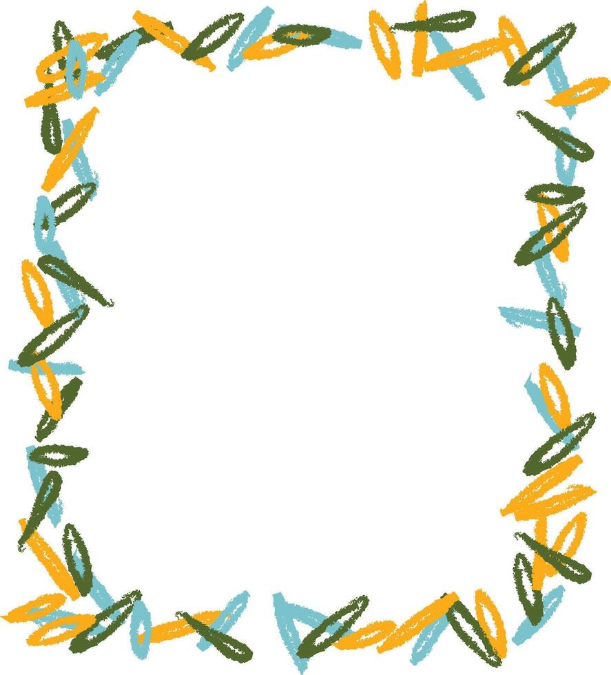Crayon Childish Rectangle Frame Border vector