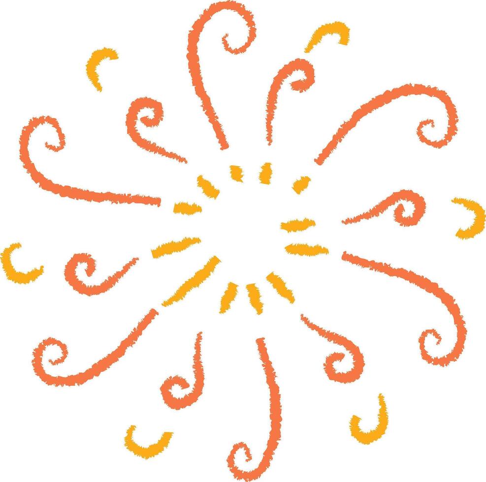 Crayon Sunburst Swirl Doodle vector