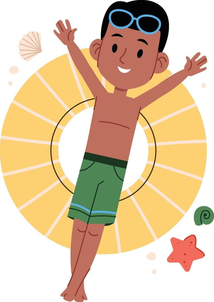 Boy Enjoying Summer Beach Fun vector