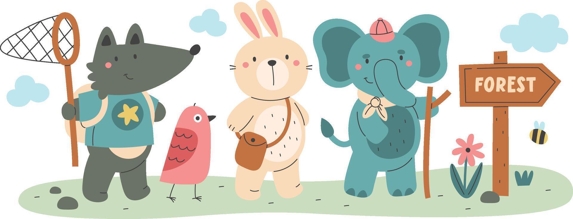 Animals Friends Adventure vector