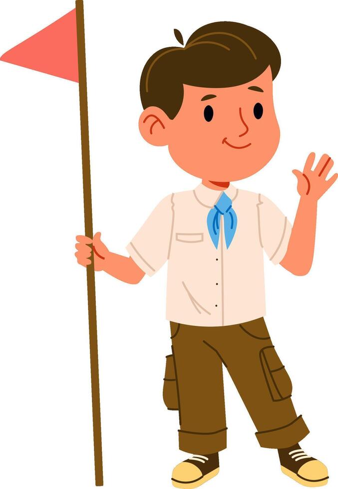 Boy Scout with Flag Staff vector