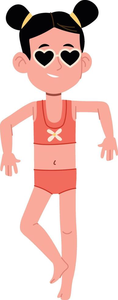 Girl in Swimwear with Heart Glasses vector