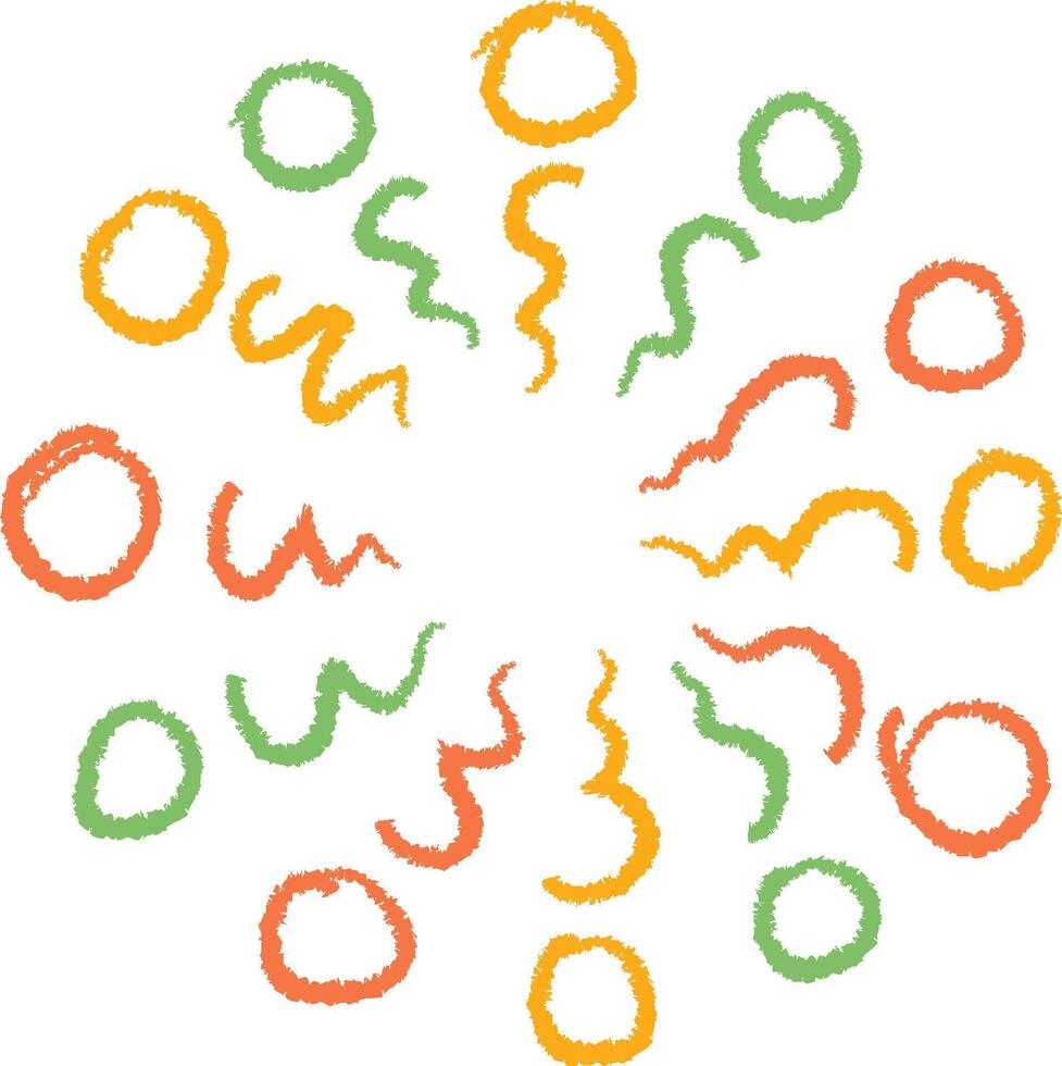 Crayon Childlike Scribble Circle Burst vector