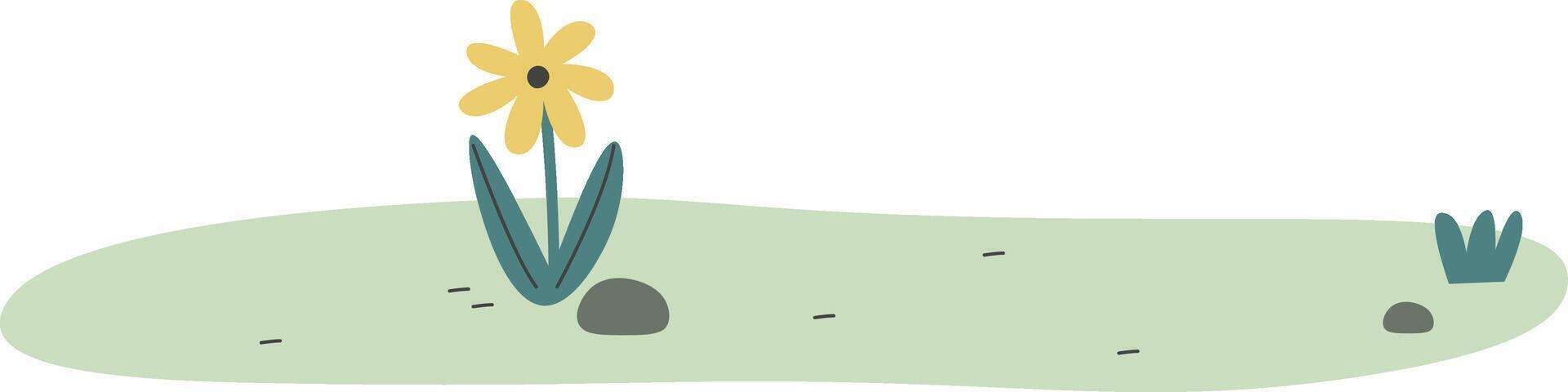 Flat Meadow Flower Scene vector