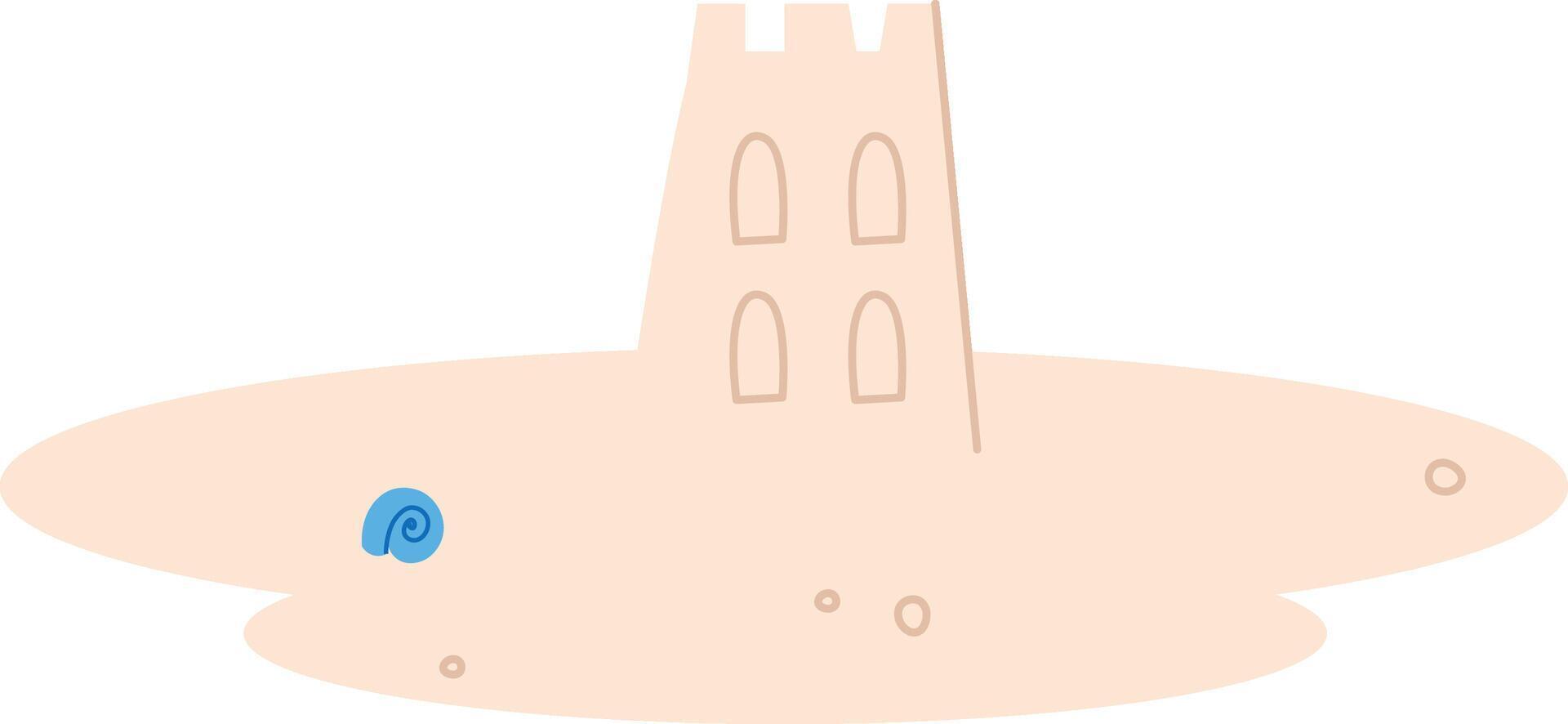 Sandcastle with Seashell vector
