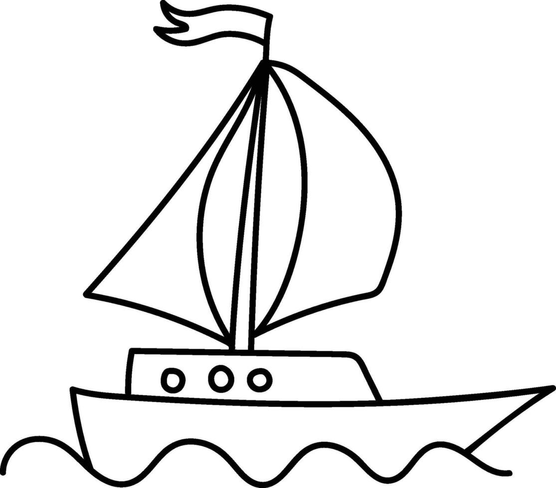 Sailing Boat Line Art Sketch vector
