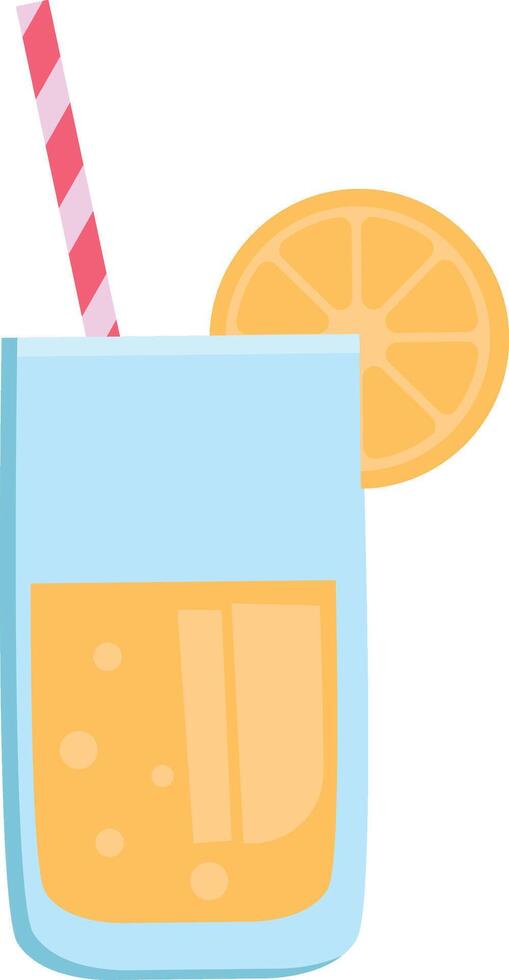 Refreshing Citrus Beverage with Straw vector