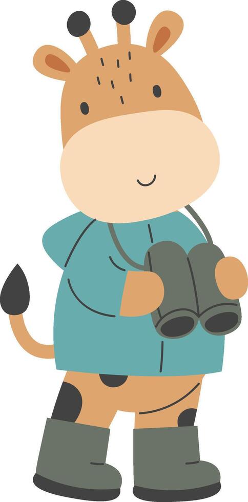 Giraffe Animal Traveler with Binoculars vector