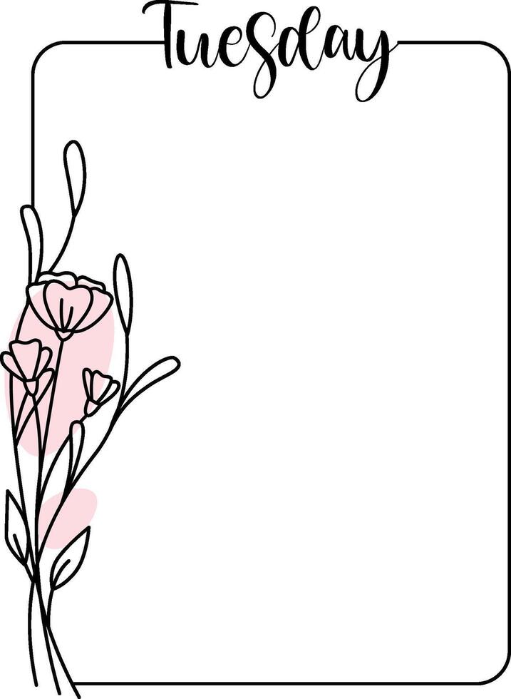 Tuesday Floral Frame Planner vector