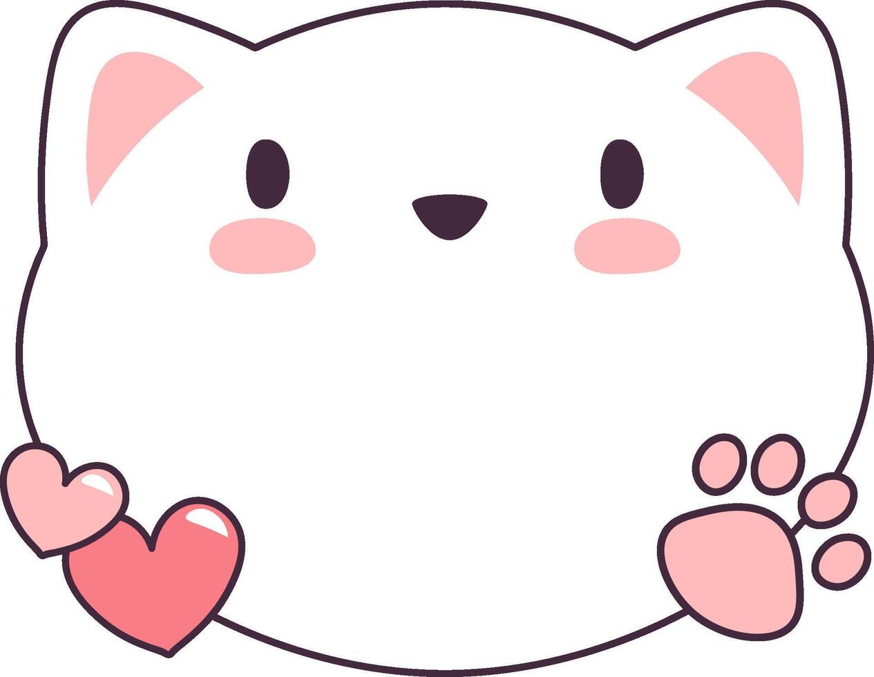 Adorable Cat with Hearts Frame vector
