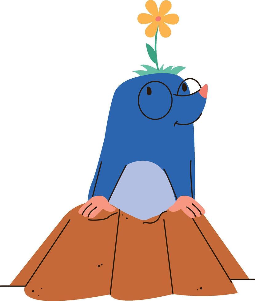 Mole with Flower In Hole vector