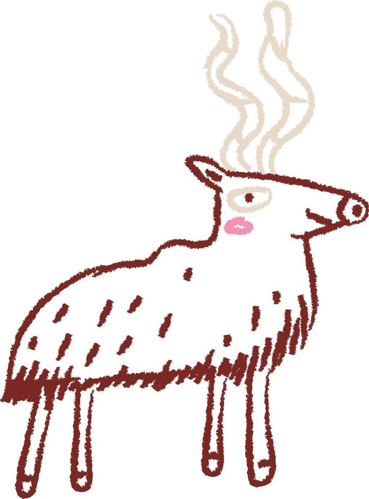 Quirky Deer Crayon Doodle vector