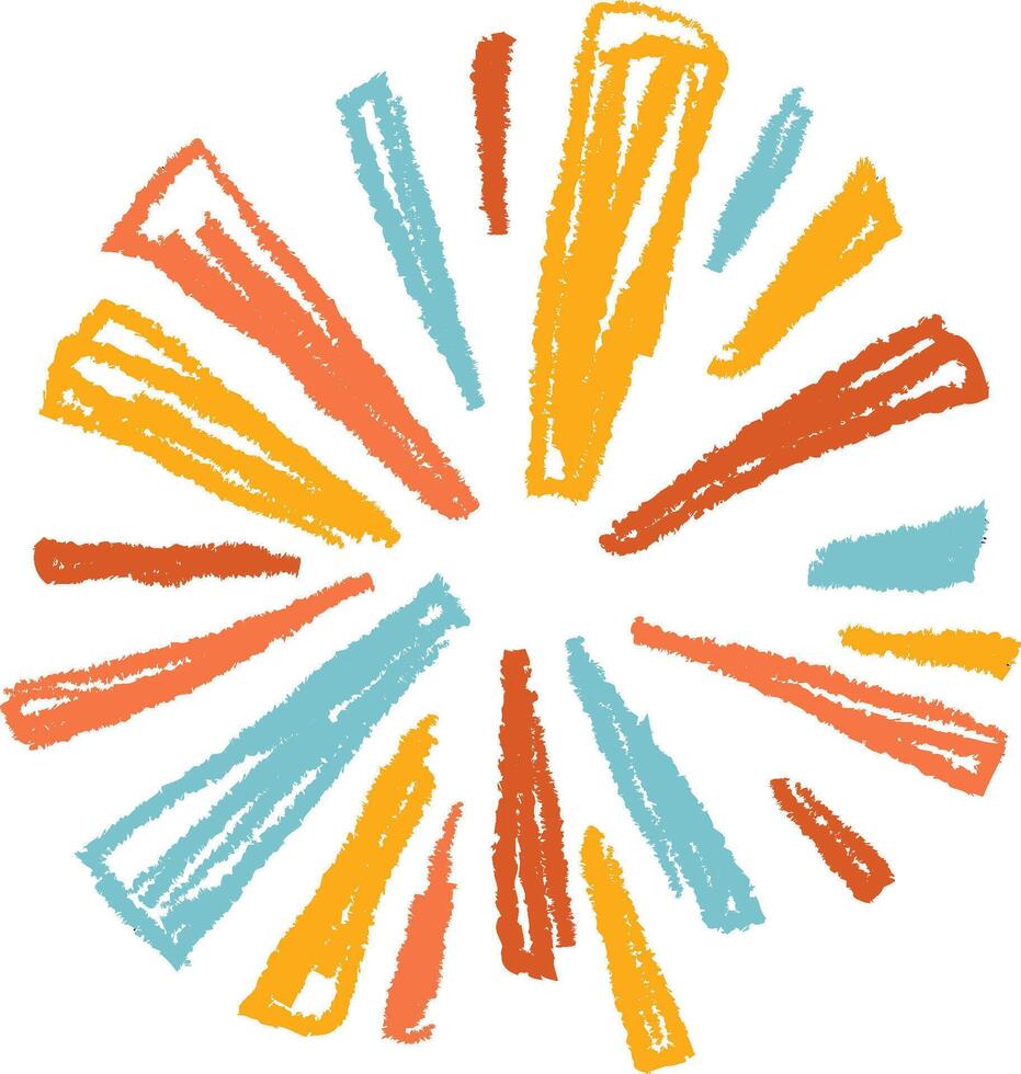 Crayon Radiant Burst Sunbeams vector