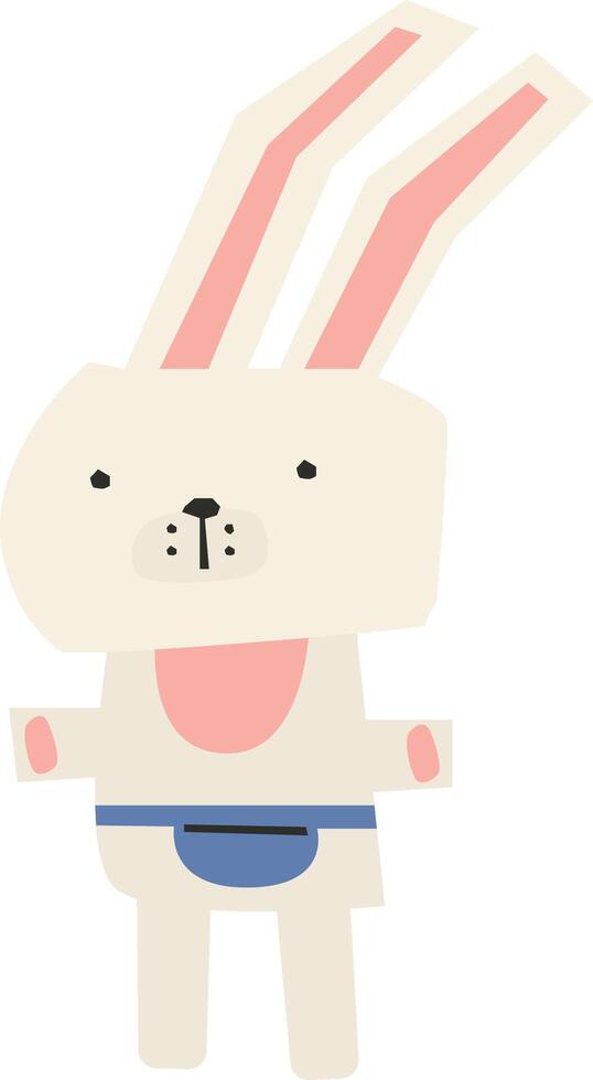 Happy Bunny with Pouch Paper Cut vector