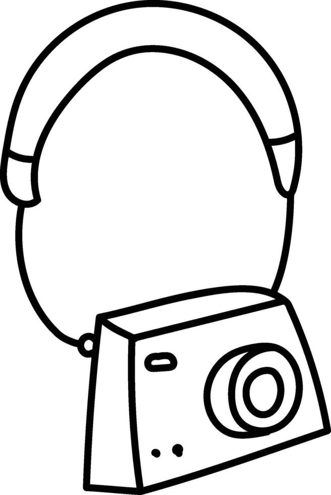 Retro Camera with Headband Outline vector