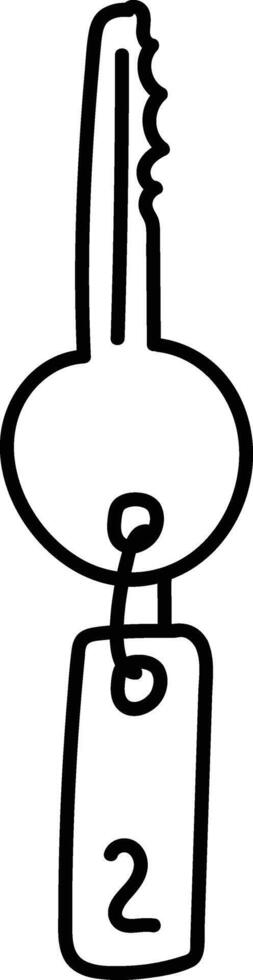 Hotel Key with Tag Outline vector