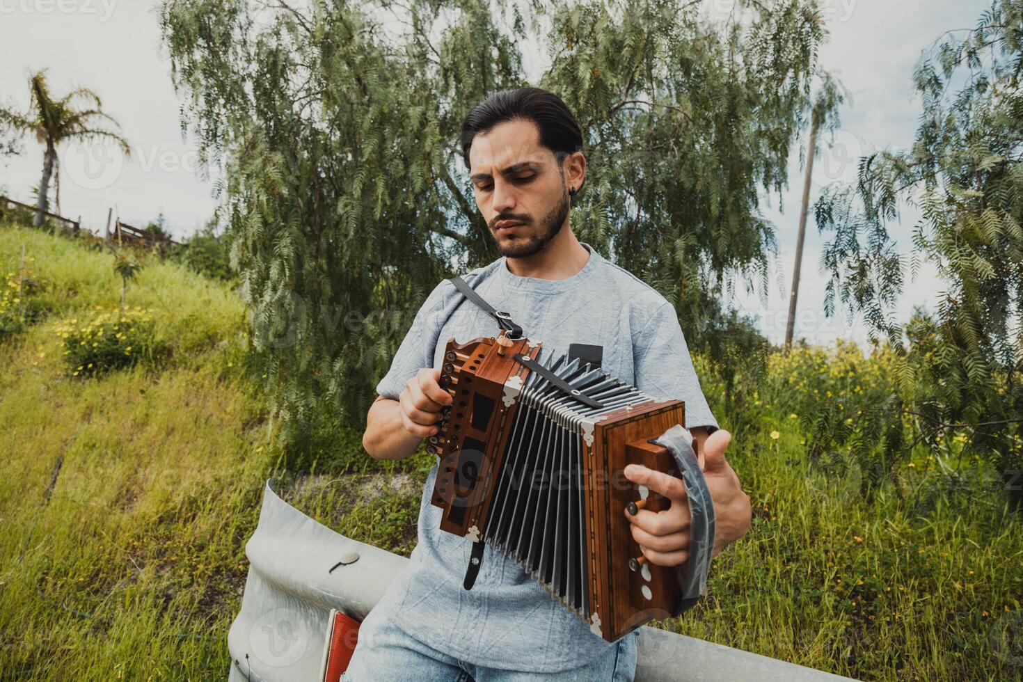 Man WIth Talent Playing Accordion In South Italy photo
