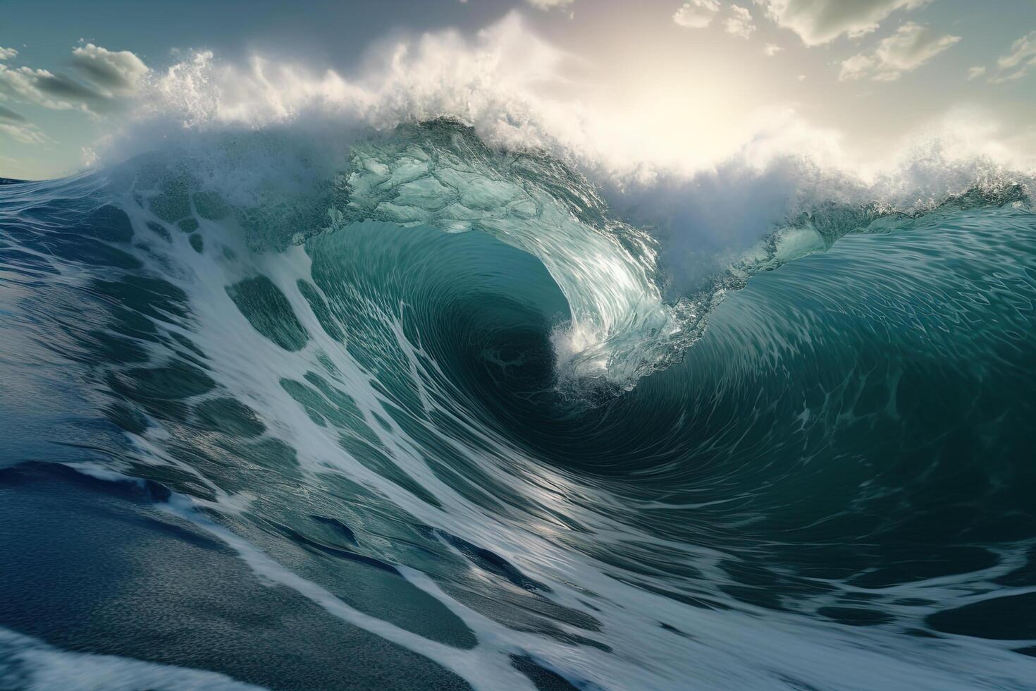 A large wave is seen breaking in the ocean photo