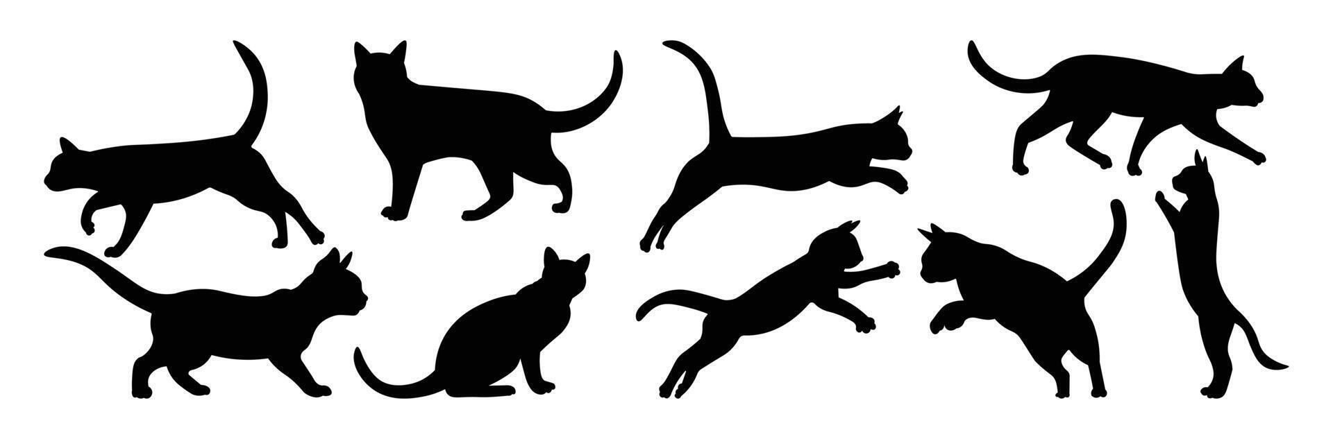 Cat silhouette set isolated on white background vector