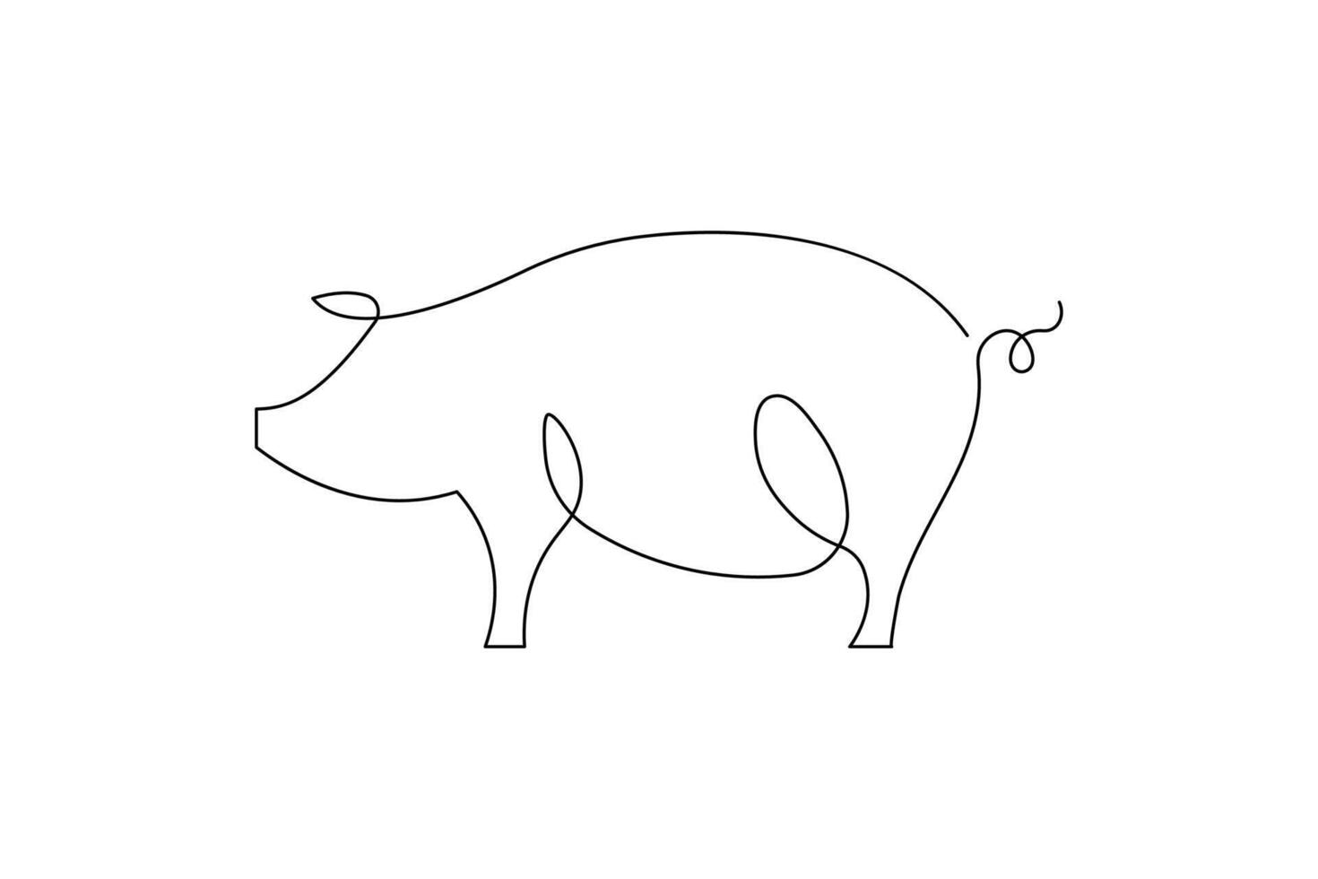 Pig in Continuous Line Art Drawing Style. Abstract Pig Silhouette in Minimalist Black Linear Design, Isolated on White Background vector