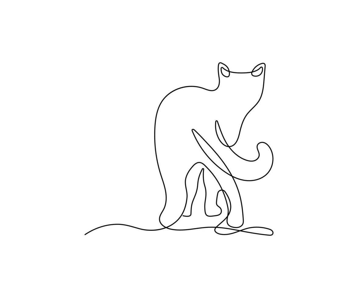 Cat continuous line drawing. Minimalist black line animal illustration isolated on white background. vector