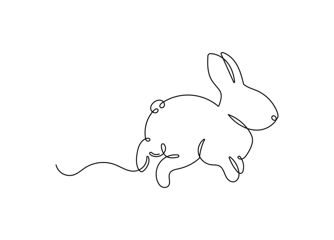 Rabbit continuous one line drawing on minimalist black linear isolated on white background vector