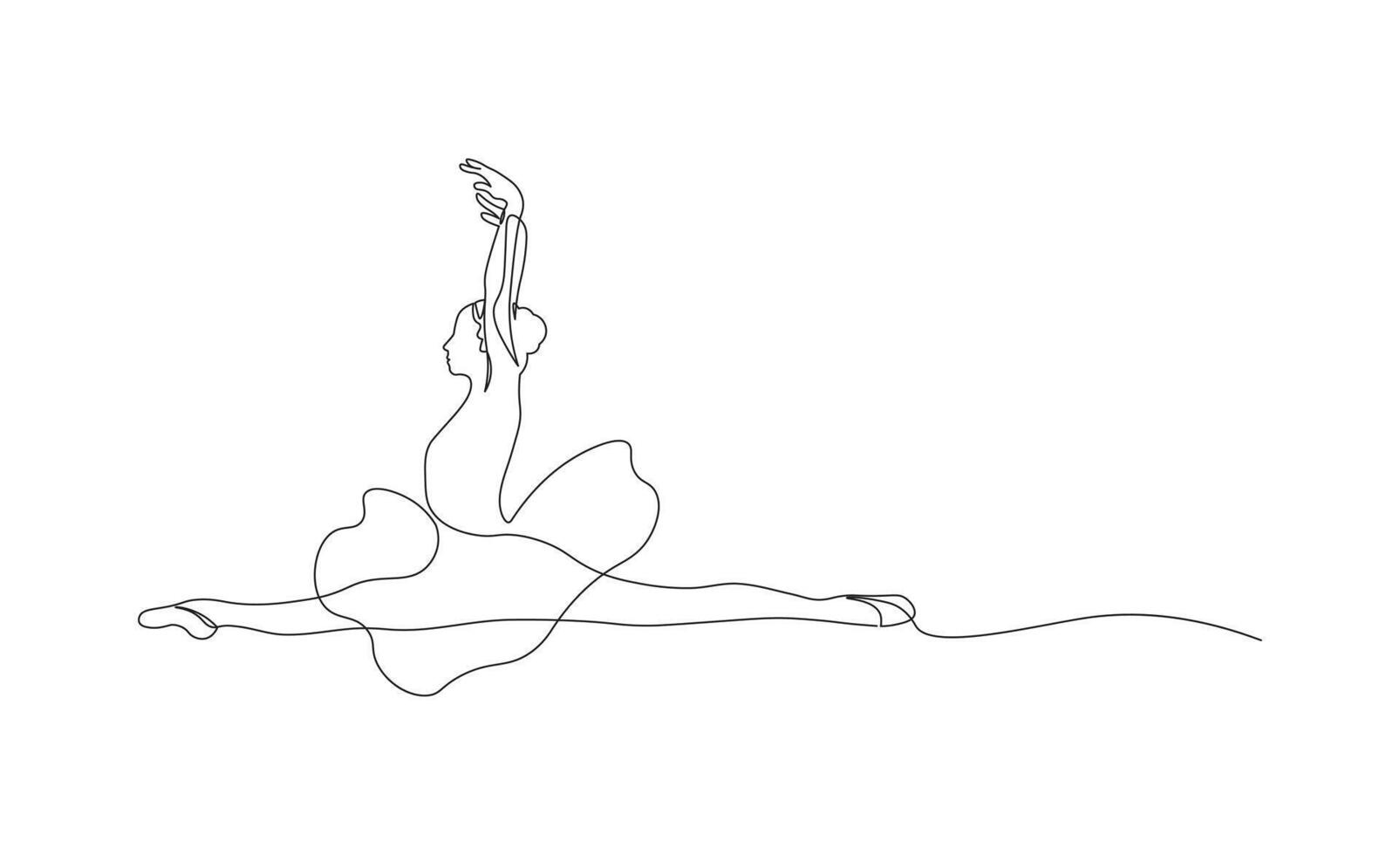 Illustration of beautiful ballet dancer in continuous line drawing style. Sketch of female dancer in minimalist black linear isolated on white background. vector