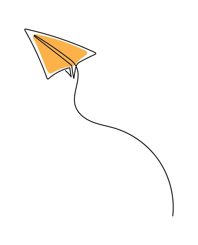 Continuous Single Line Drawing of Paper Plane Isolated on White Background vector