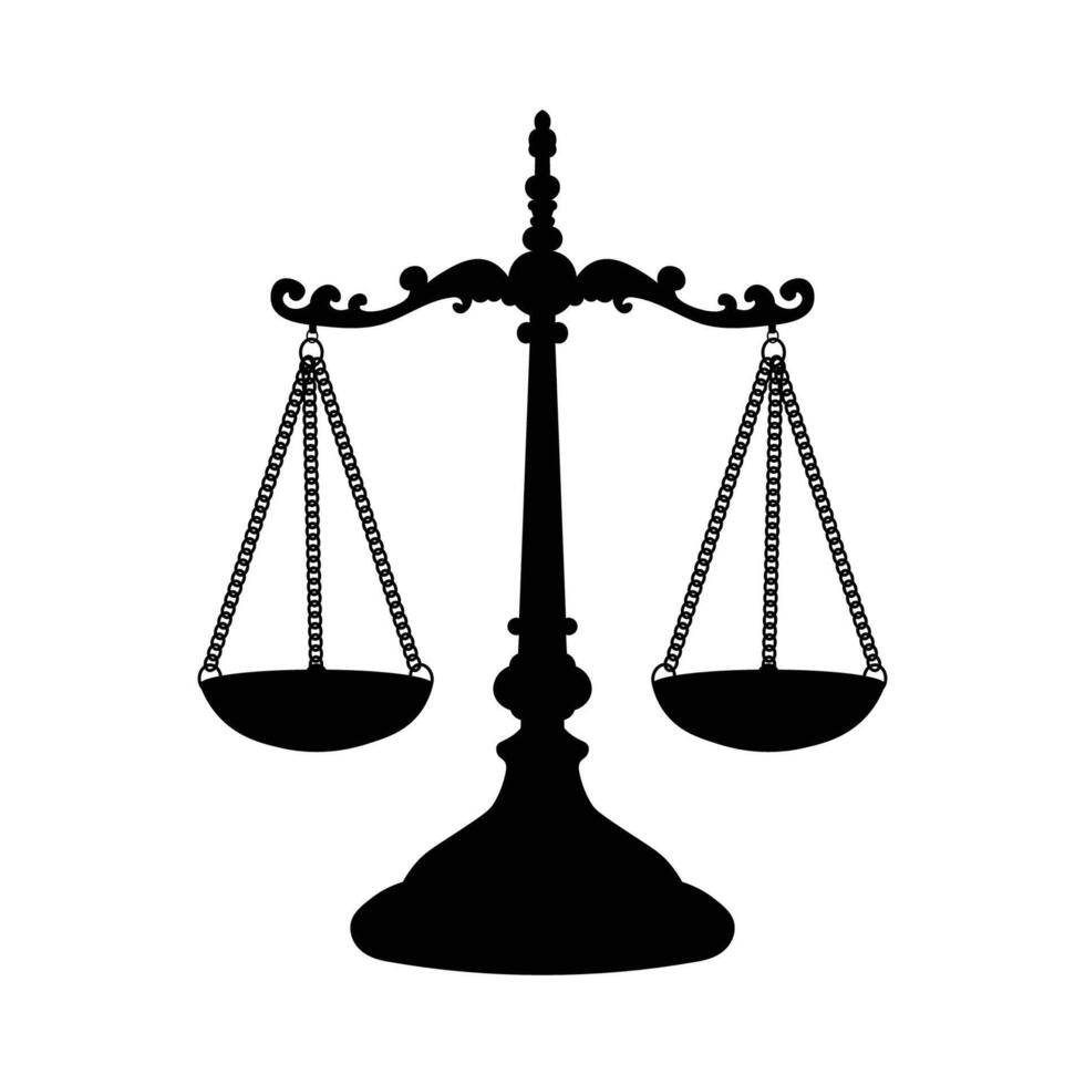 Scale of Justice Symbol silhouette isolated on white background vector