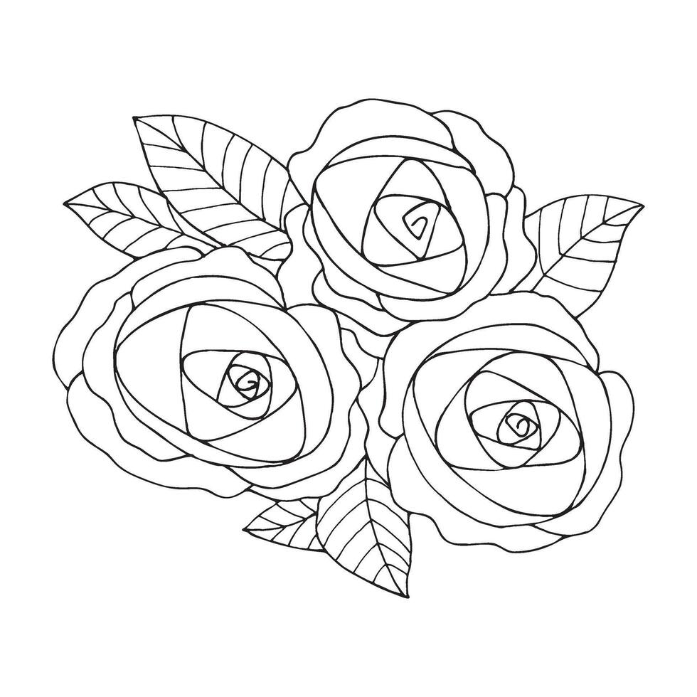 Illustration of flowers in sketch style on white background. vector