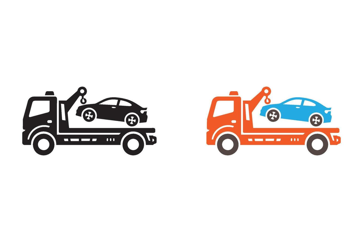 Tow truck pulling car logo . Tow truck icon isolated on flat background. vector
