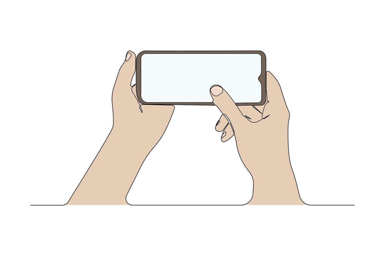 Holding smartphone line art drawing vector