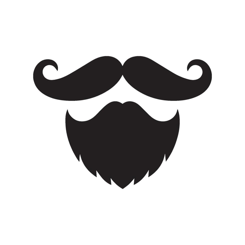Mustache and beard silhouette on white background. vector