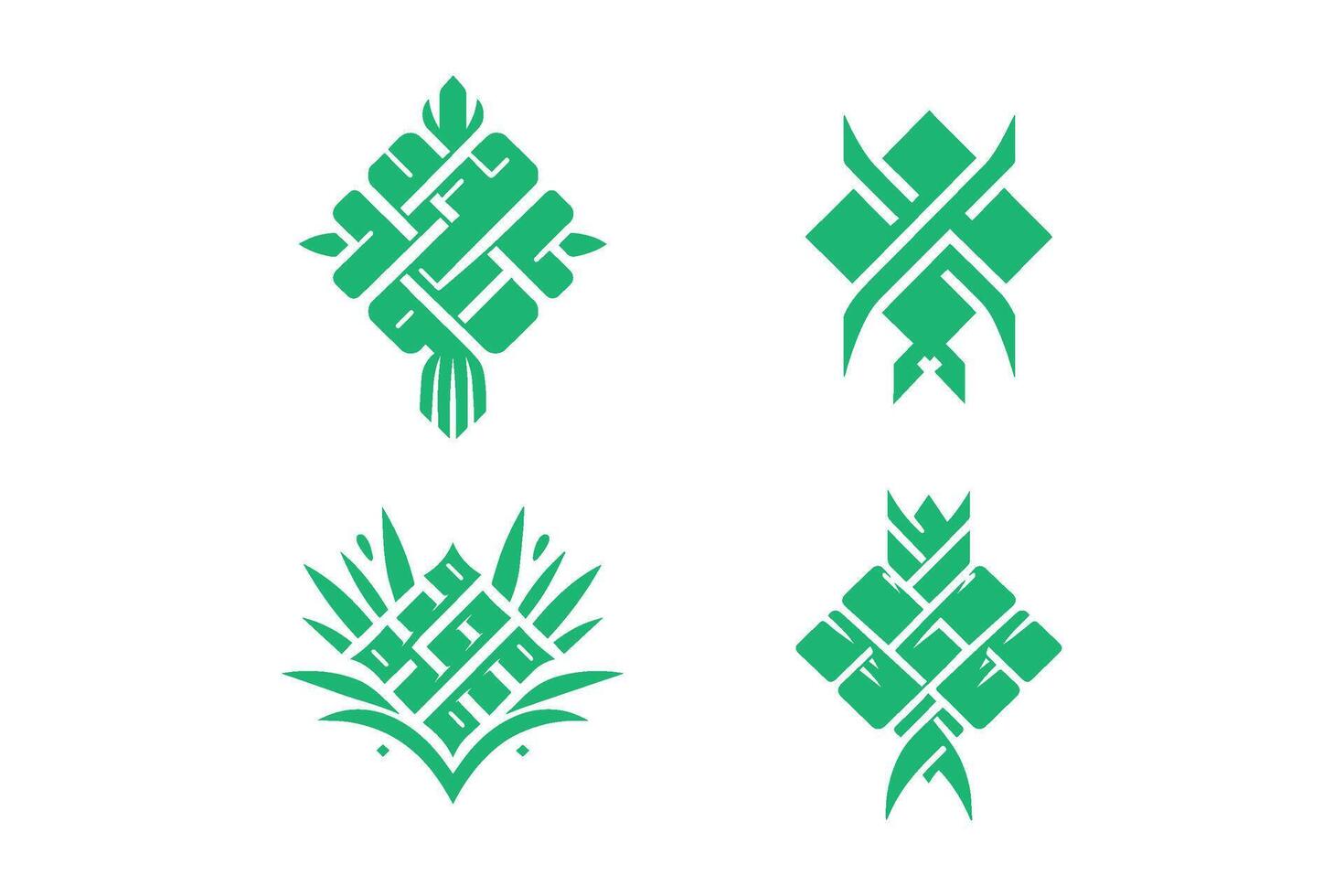 Set of ketupat icons on white background. vector