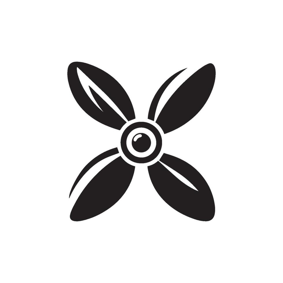 Black and white propeller icon. Propeller silhouette. vector