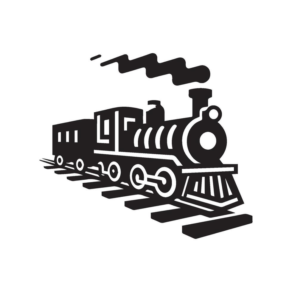 Minimalist train in cartoon style silhouette on white background. vector