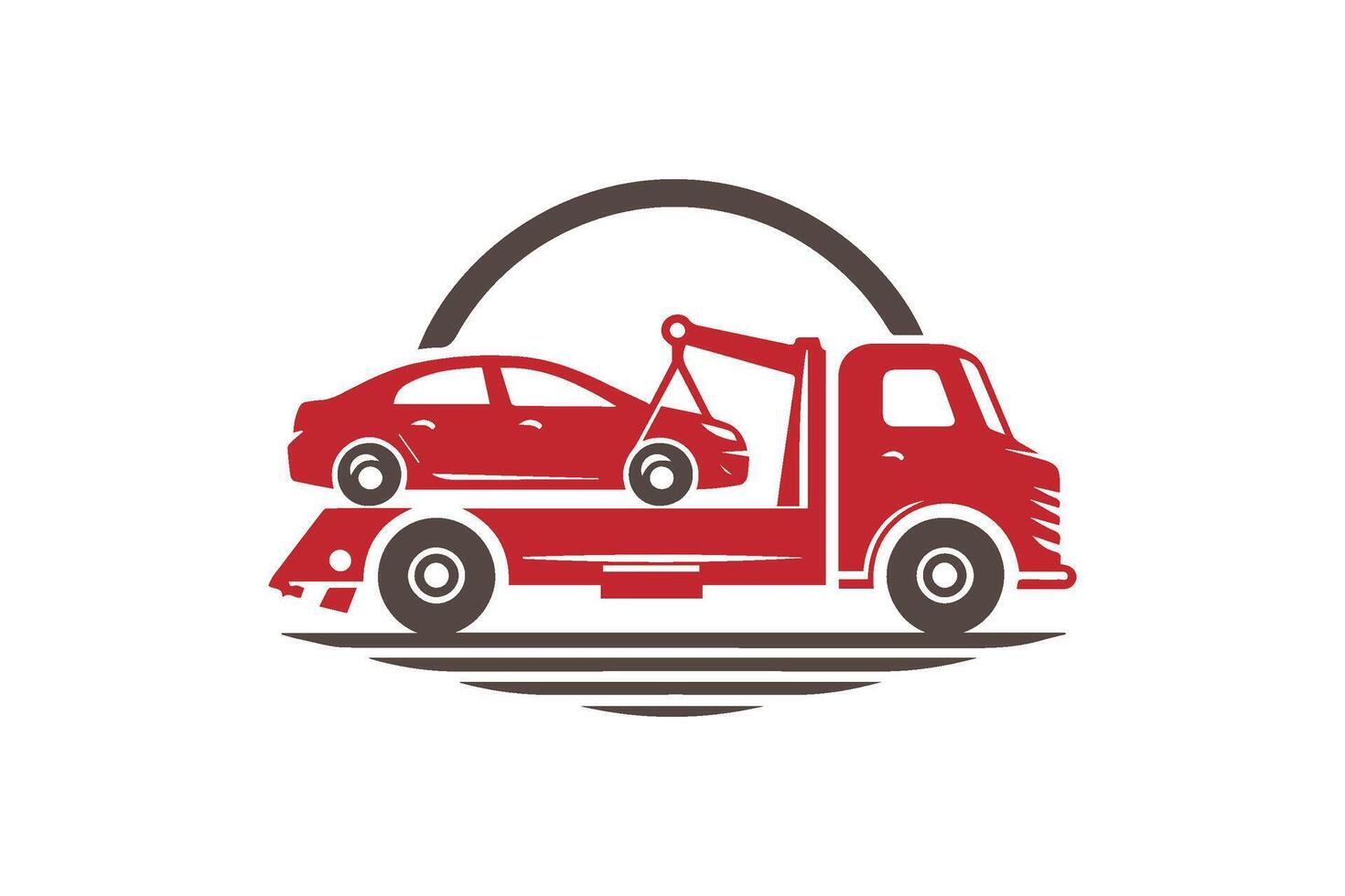 Tow truck pulling car . Tow truck icon isolated on flat background. vector