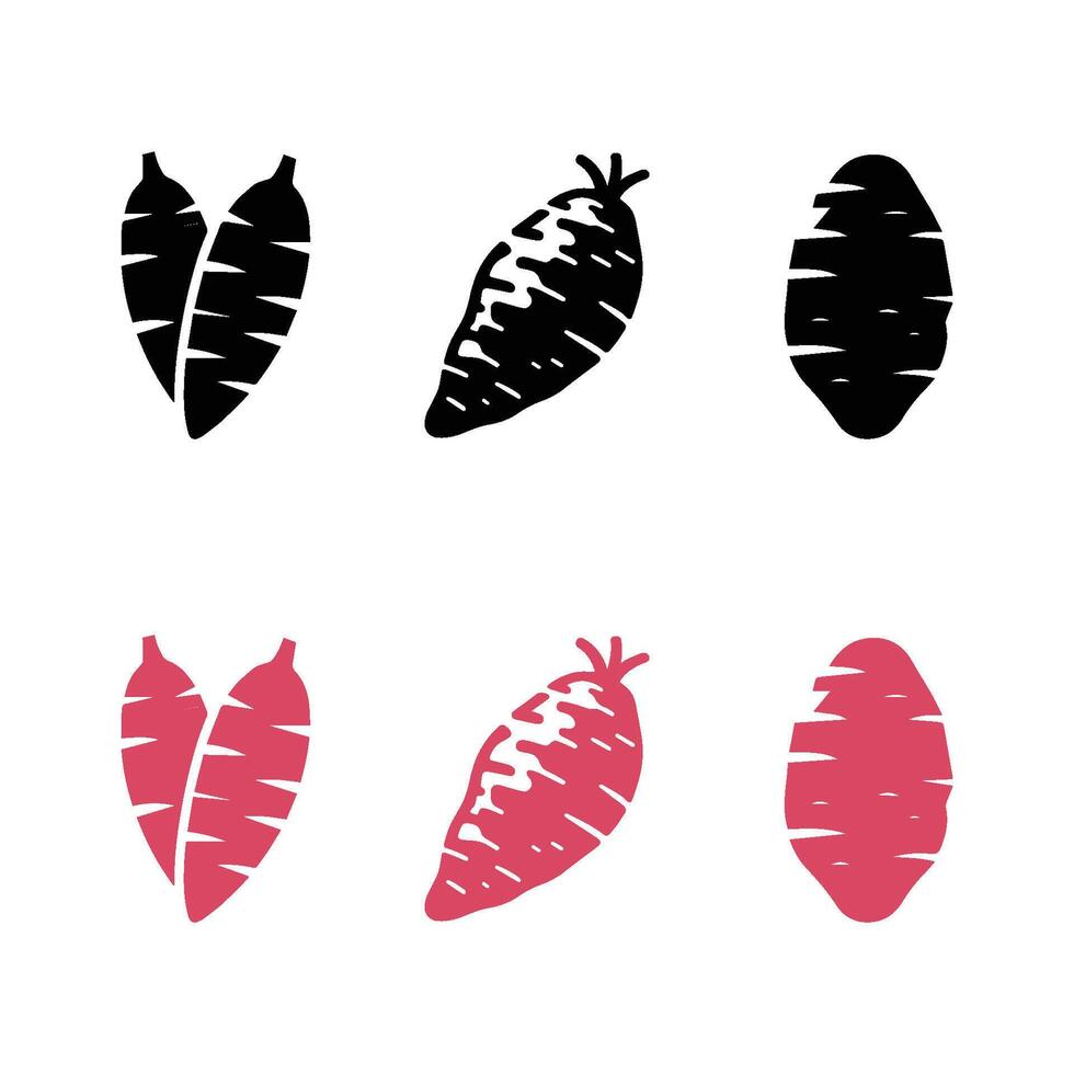Set of sweet potato . Healthy vegan food. vector