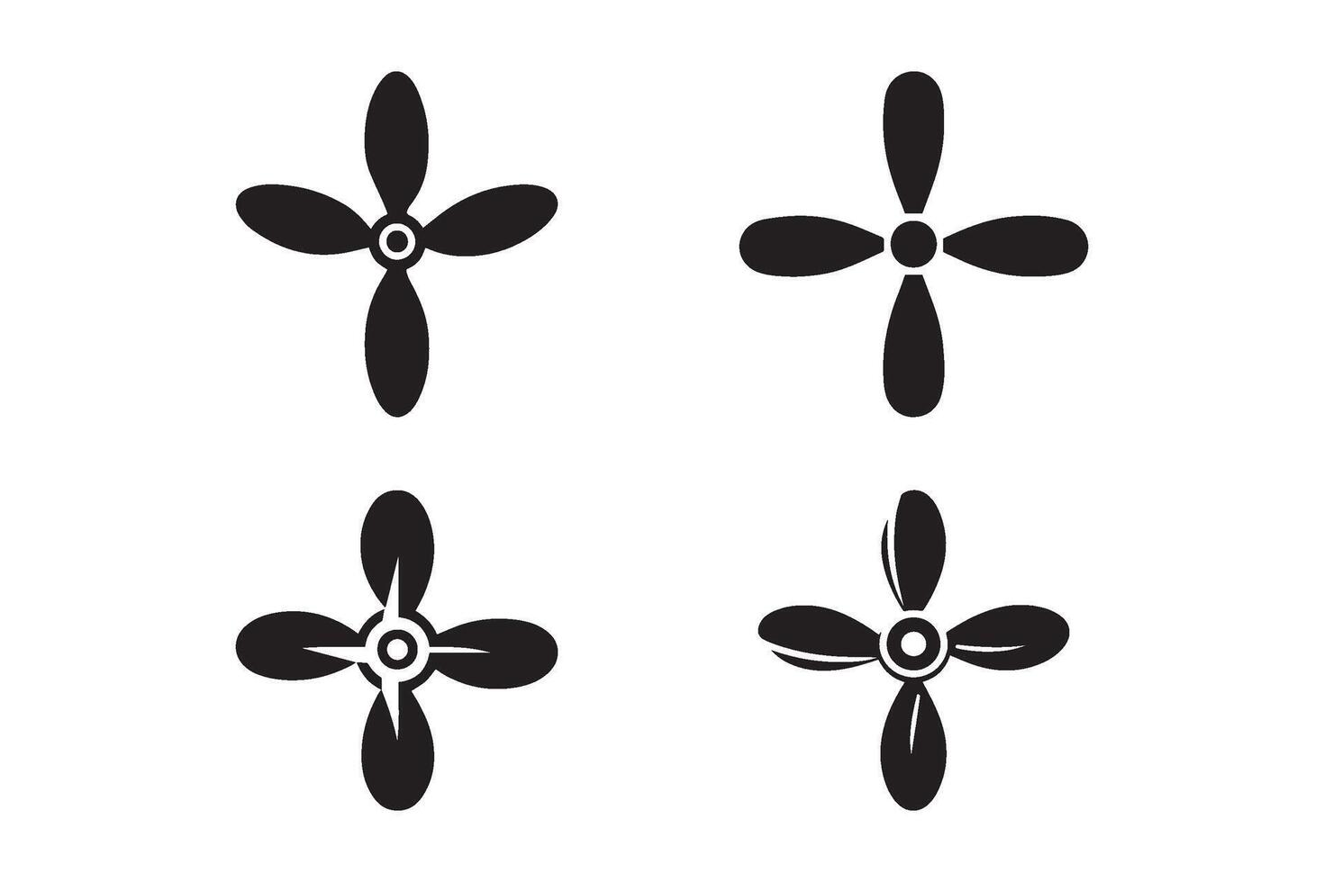 Set of propeller silhouettes. Propeller concept icons. vector