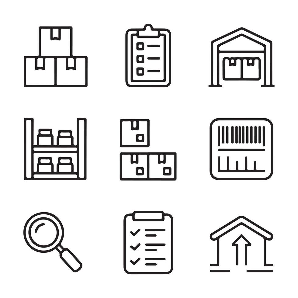 Logistics and Inventory Icons for Business Use vector
