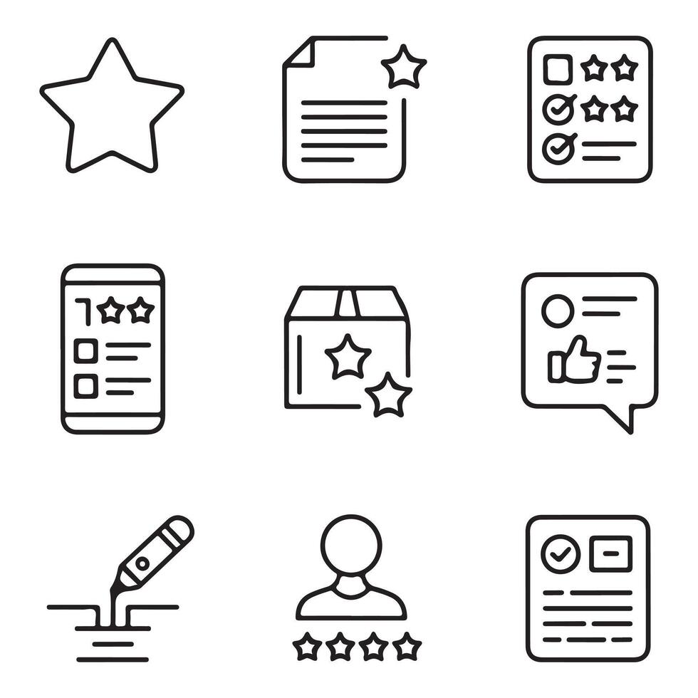Review and Rating Icons Pack for E-commerce vector