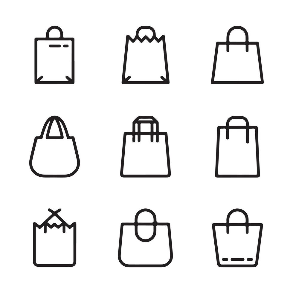 Shopping Bag Icon Set for E-commerce and Retail vector